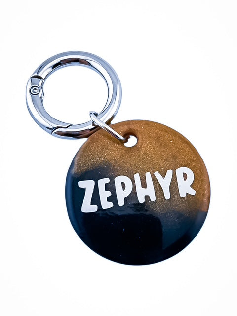 NAVY BLUE AND SHIMMERY GOLD DOG TAG