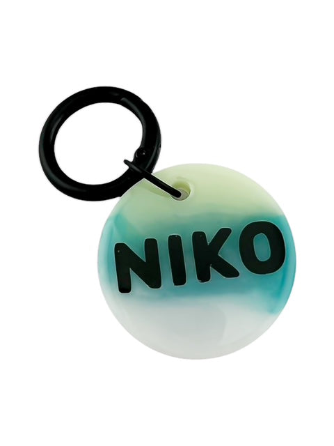 SAGE GREEN, TURQUOISE AND WHITE DOG TAG