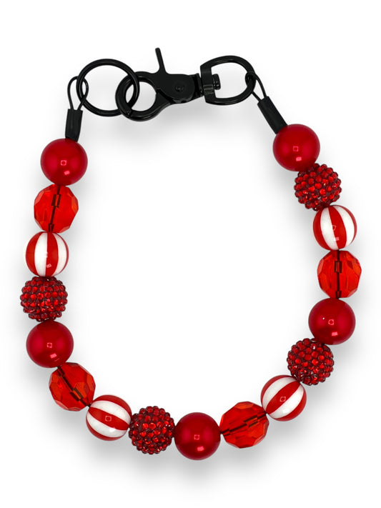 RED CHARM BEADED COLLAR - PREMADE