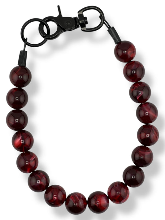 CHERRY MARBLE BEADED COLLAR - PREMADE