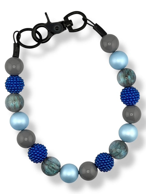 BLUE STEEL BEADED COLLAR - PREMADE