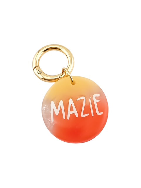 PEACH, PINK, AND CLEAR GLITTER DOG TAG